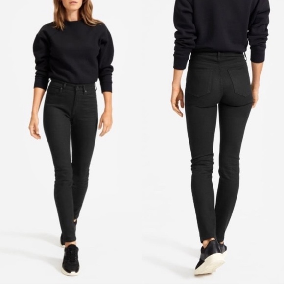 Everlane High Rise Slim Straight Button Fly Cigarette Jeans in Black Size 25 - Picture 2 of 12